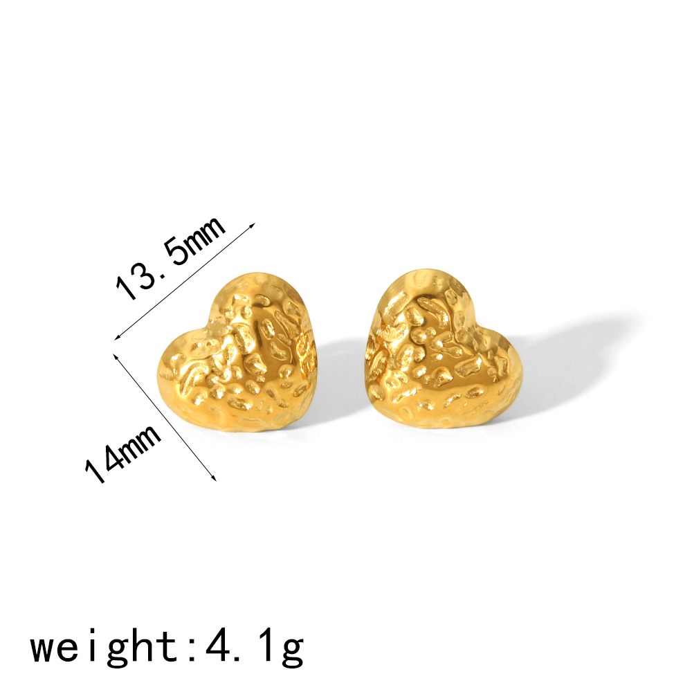 1 Pair IG Style Sweet Heart Shape Polishing Plating 304 Stainless Steel 18K Gold Plated Ear Studs display picture 8