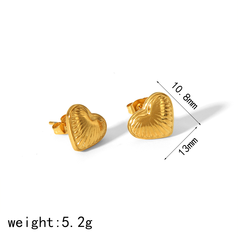 1 Pair IG Style Sweet Heart Shape Polishing Plating 304 Stainless Steel 18K Gold Plated Ear Studs display picture 9