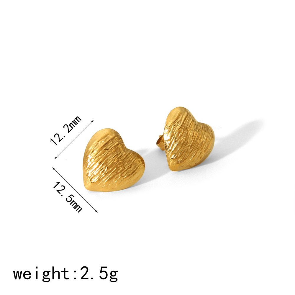 1 Pair IG Style Sweet Heart Shape Polishing Plating 304 Stainless Steel 18K Gold Plated Ear Studs display picture 6