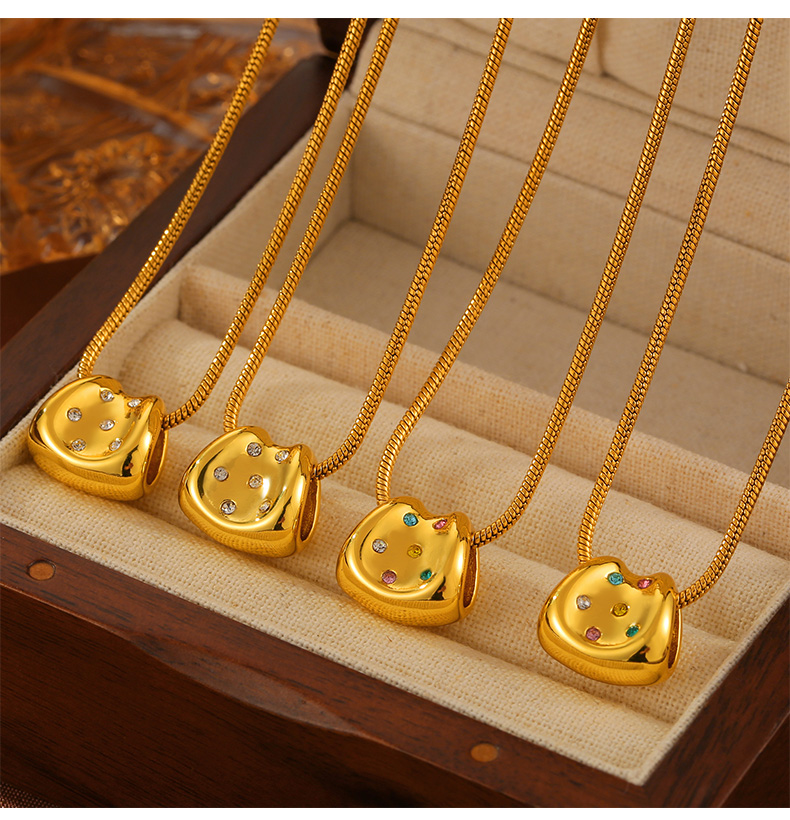 304 Stainless Steel Rhinestone 18K Gold Plated Elegant Simple Style Korean Style Plating Geometric Rhinestones Pendant Necklace display picture 3