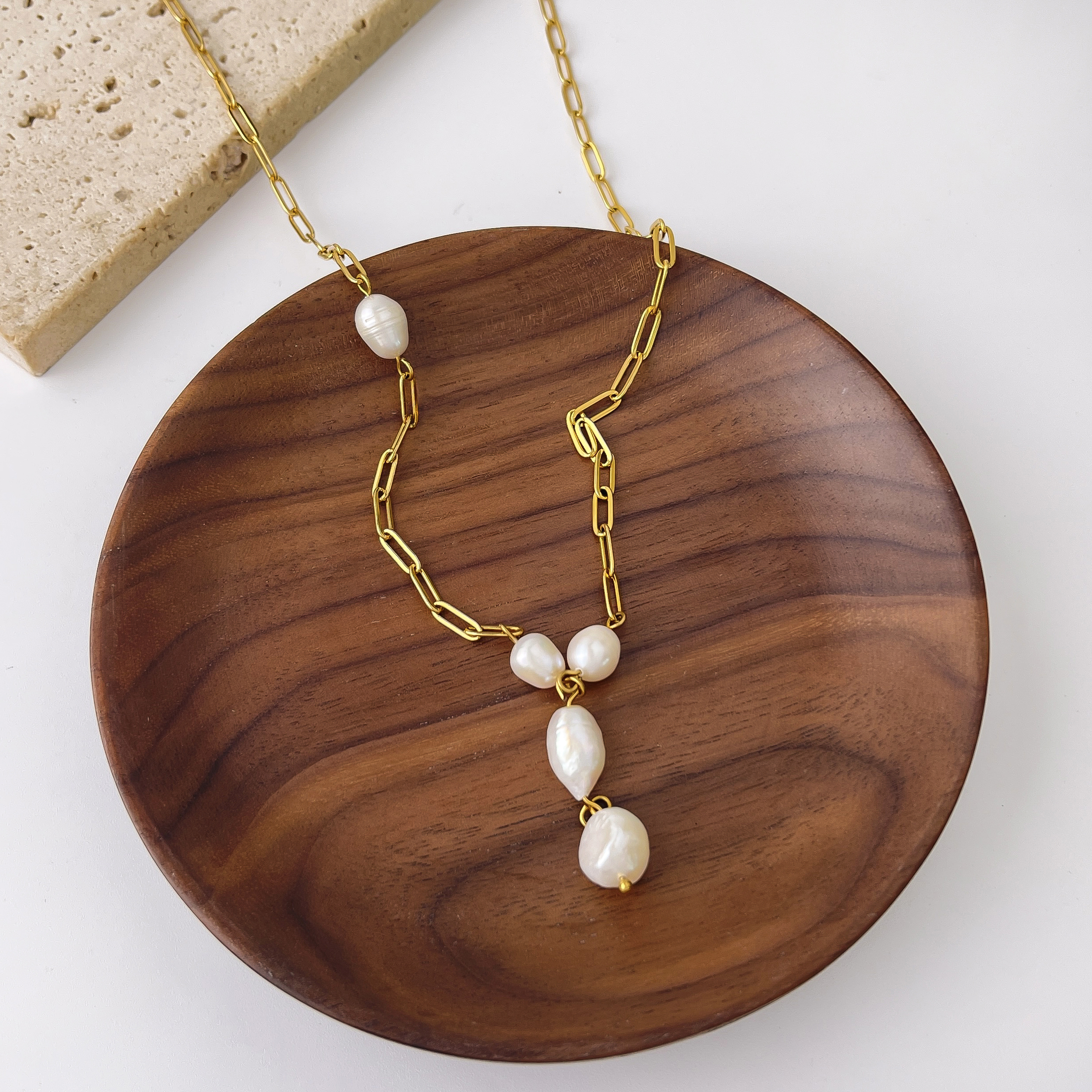304 Stainless Steel 18K Gold Plated Fairy Style French Style Pearl Pearl Freshwater Pearl Pendant Necklace display picture 5