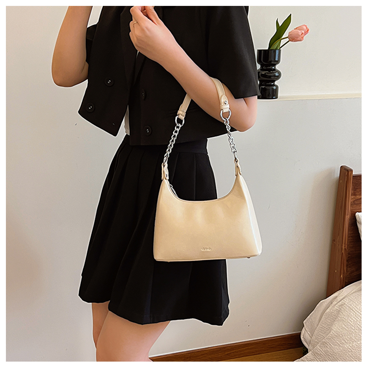 Women's Pu Leather Solid Color Classic Style Sewing Thread Zipper Shoulder Bag display picture 4