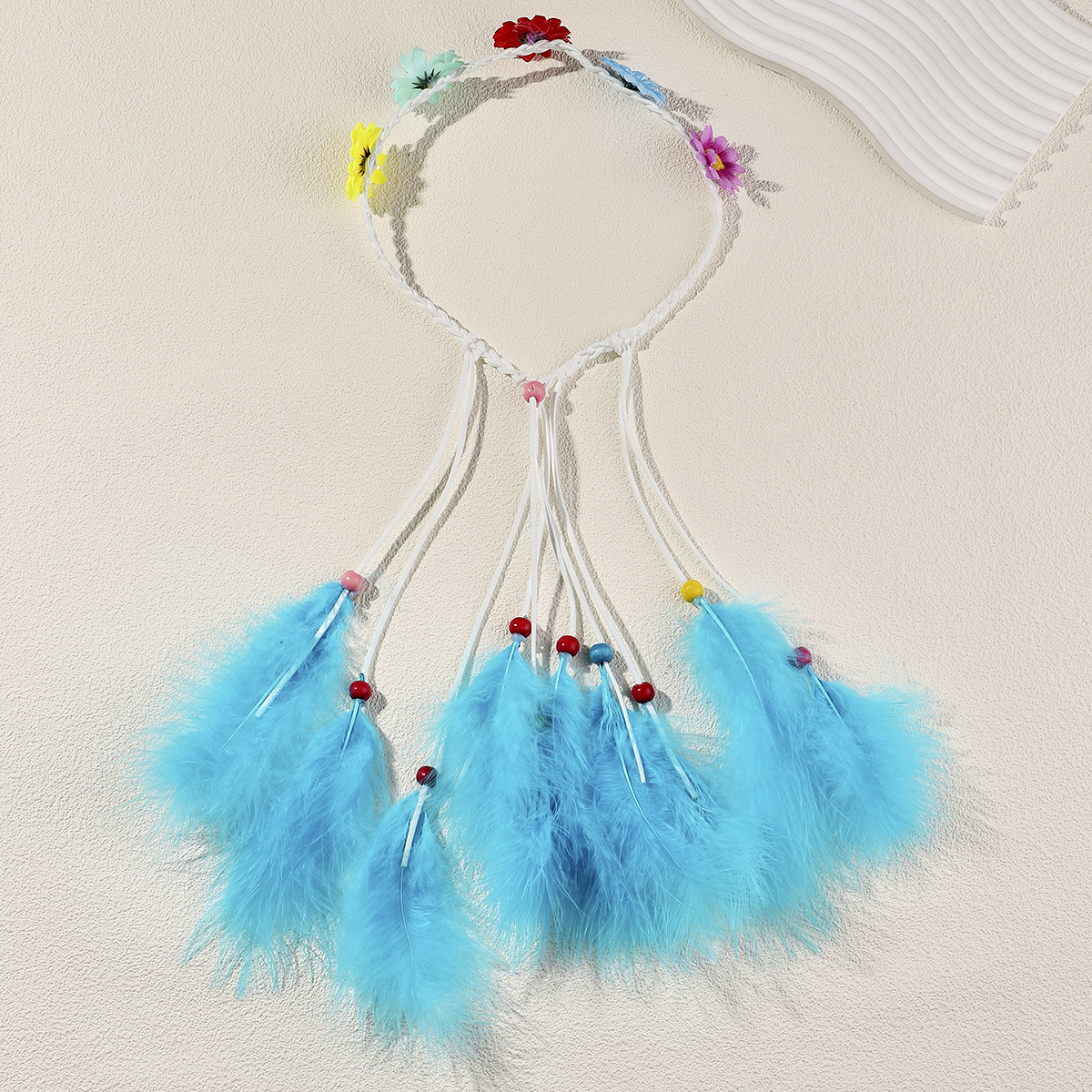 Women's Vacation Bohemian Pastoral Feather Flower Artificial Feather Rope Hair Band display picture 7