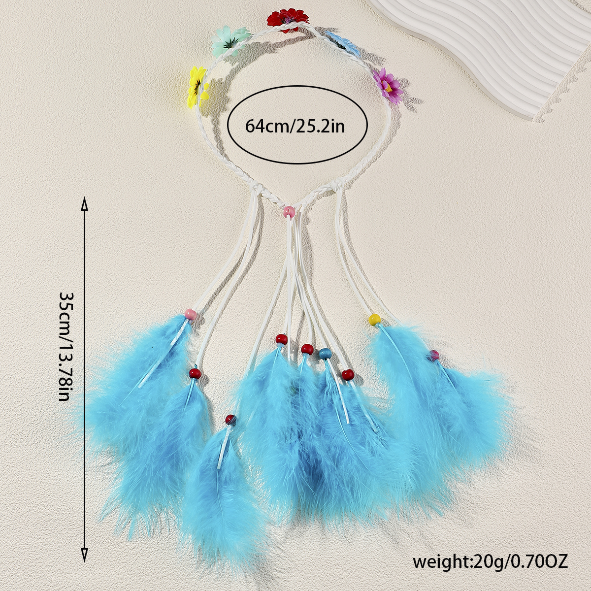 Women's Vacation Bohemian Pastoral Feather Flower Artificial Feather Rope Hair Band display picture 8