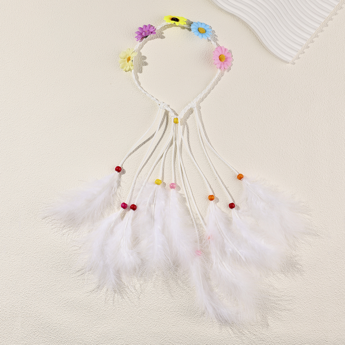 Women's Vacation Bohemian Pastoral Feather Flower Artificial Feather Rope Hair Band display picture 4