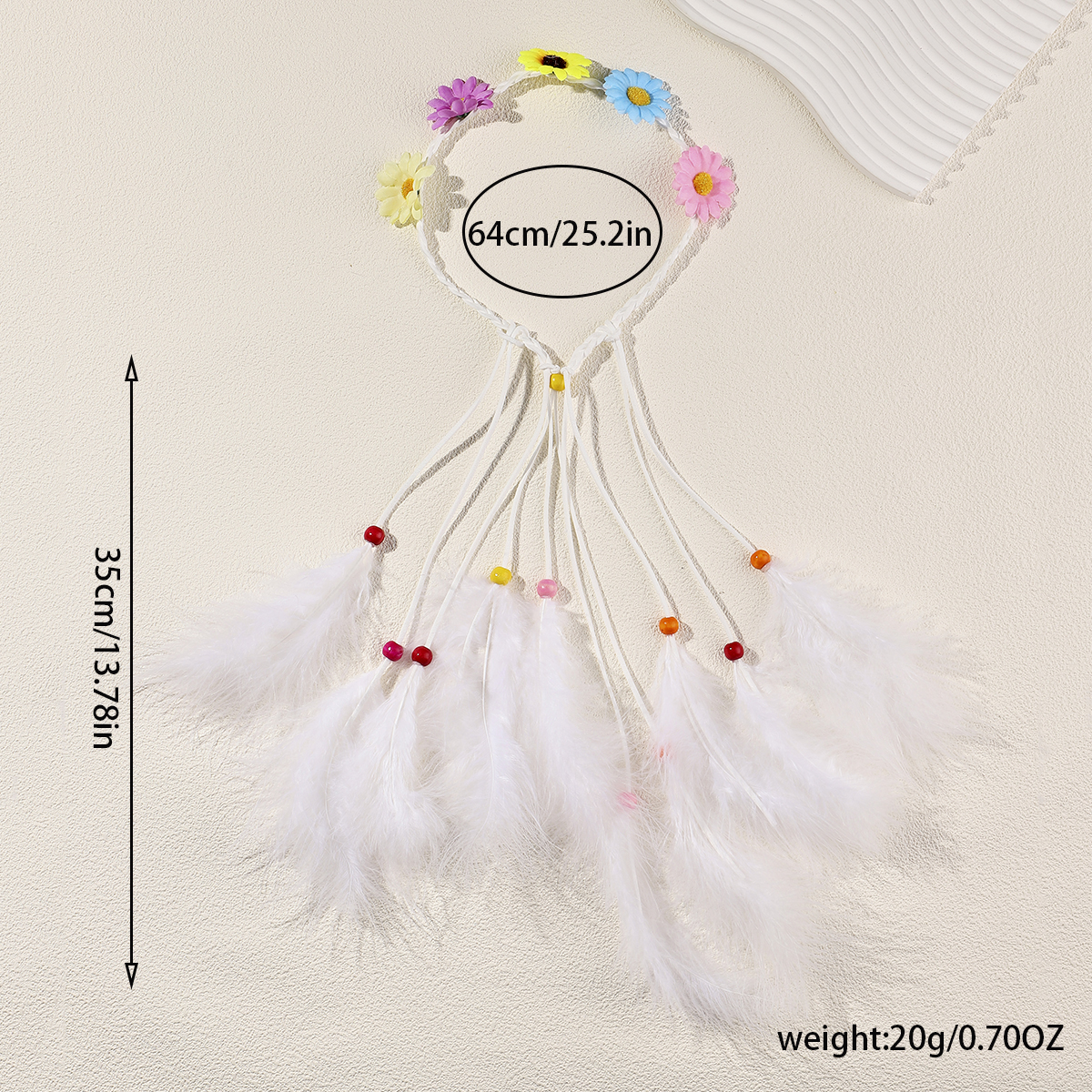 Women's Vacation Bohemian Pastoral Feather Flower Artificial Feather Rope Hair Band display picture 5