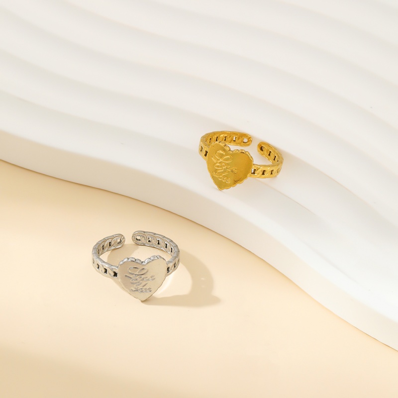 304 Stainless Steel 18K Gold Plated Pastoral Simple Style Heart Shape Butterfly Open Rings display picture 1