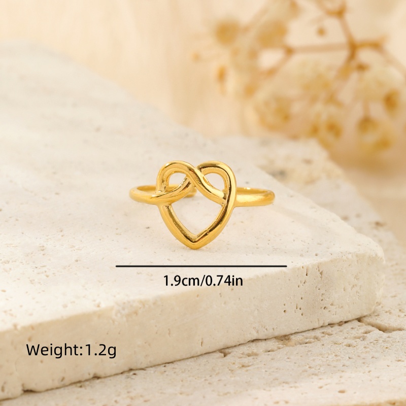 304 Stainless Steel 18K Gold Plated Pastoral Simple Style Heart Shape Butterfly Open Rings display picture 9