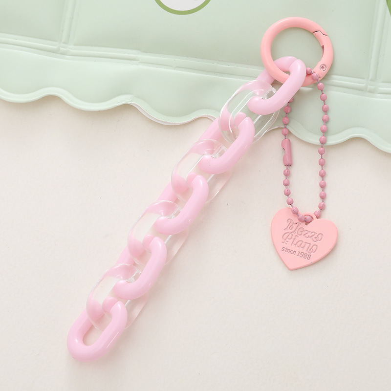 Sweet Letter Heart Shape Arylic Stoving Varnish Bag Pendant Mobile Phone Chain display picture 7