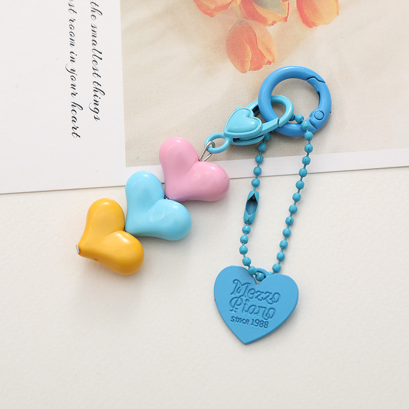 Sweet Letter Heart Shape Arylic Stoving Varnish Bag Pendant Mobile Phone Chain Keychain display picture 2