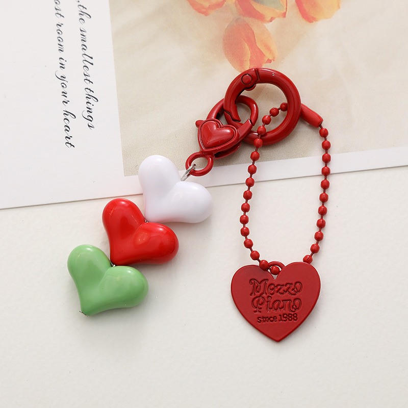 Sweet Letter Heart Shape Arylic Stoving Varnish Bag Pendant Mobile Phone Chain Keychain display picture 3