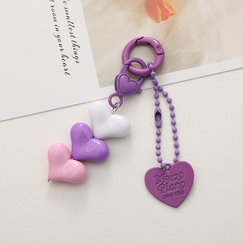 Sweet Letter Heart Shape Arylic Stoving Varnish Bag Pendant Mobile Phone Chain Keychain display picture 6