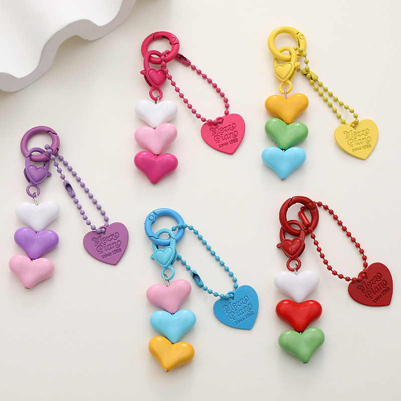 Sweet Letter Heart Shape Arylic Stoving Varnish Bag Pendant Mobile Phone Chain Keychain display picture 7