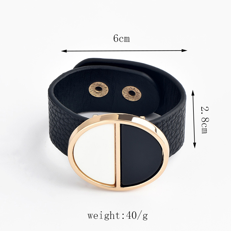 Wholesale Jewelry IG Style Simple Style Color Block Pu Leather Plating Bangle display picture 1