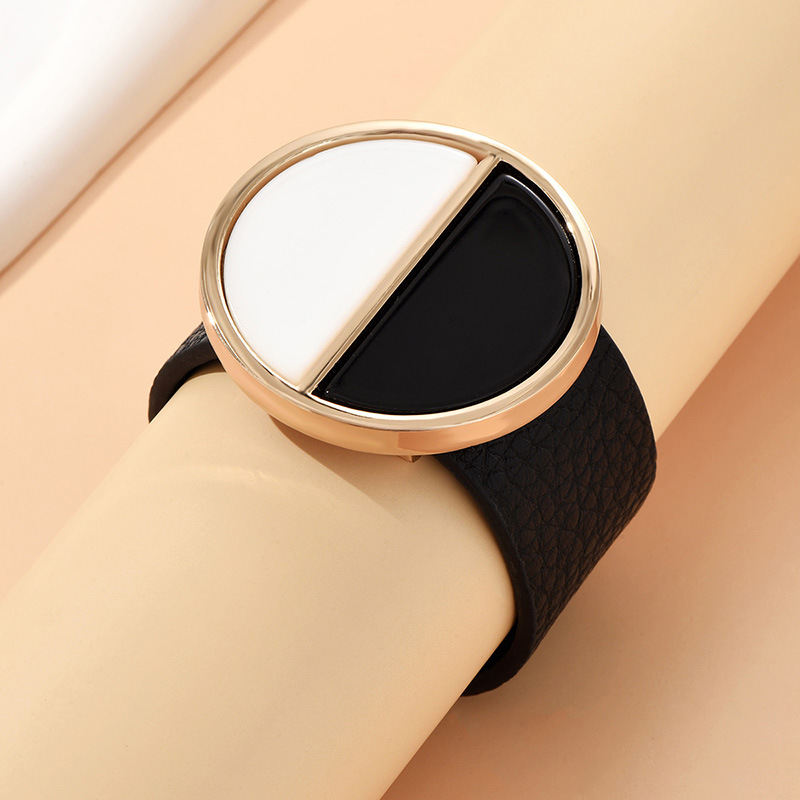 Wholesale Jewelry IG Style Simple Style Color Block Pu Leather Plating Bangle display picture 4