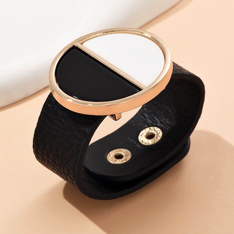 Wholesale Jewelry IG Style Simple Style Color Block Pu Leather Plating Bangle display picture 5