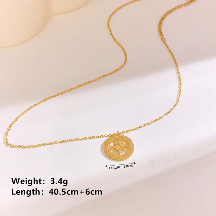 304 Stainless Steel 18K Gold Plated Casual Plating Round Star Pendant Necklace display picture 9