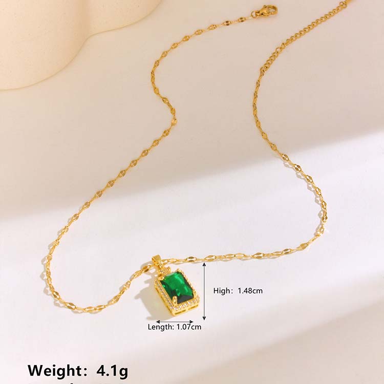 304 Stainless Steel 18K Gold Plated Elegant Lady Streetwear Plating Inlay Round Square Zircon Pendant Necklace display picture 13