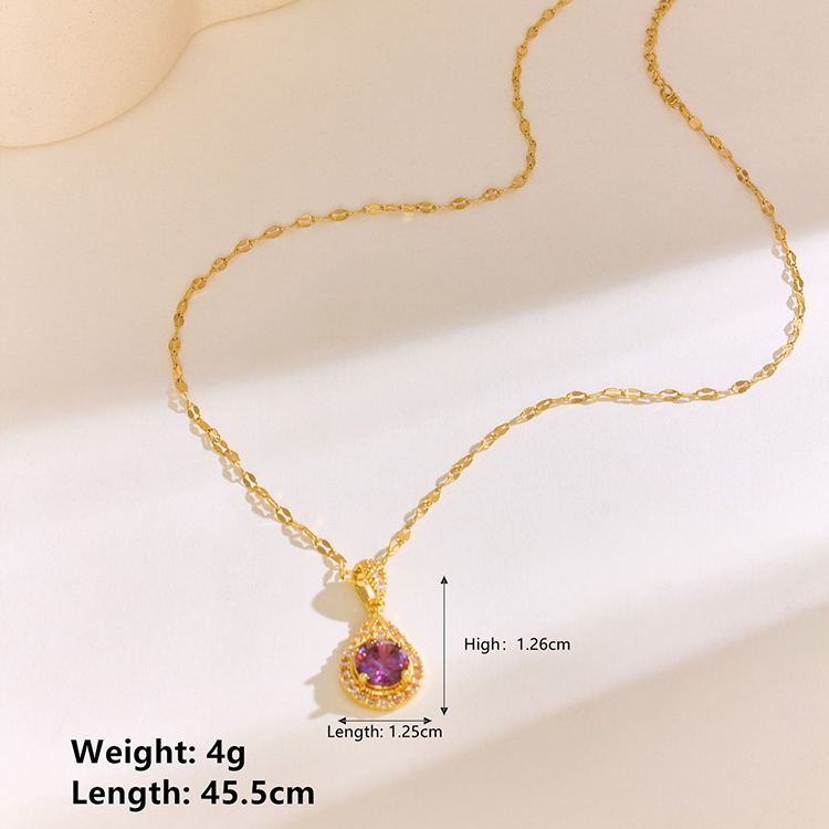 304 Stainless Steel 18K Gold Plated Elegant Lady Streetwear Plating Inlay Round Square Zircon Pendant Necklace display picture 19