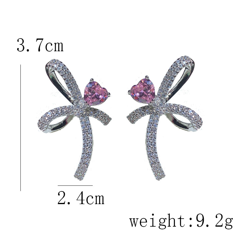 1 Pair Lady Modern Style Classic Style Bow Knot Inlay Metal Copper Brass Zircon 14K Gold Plated Drop Earrings display picture 1