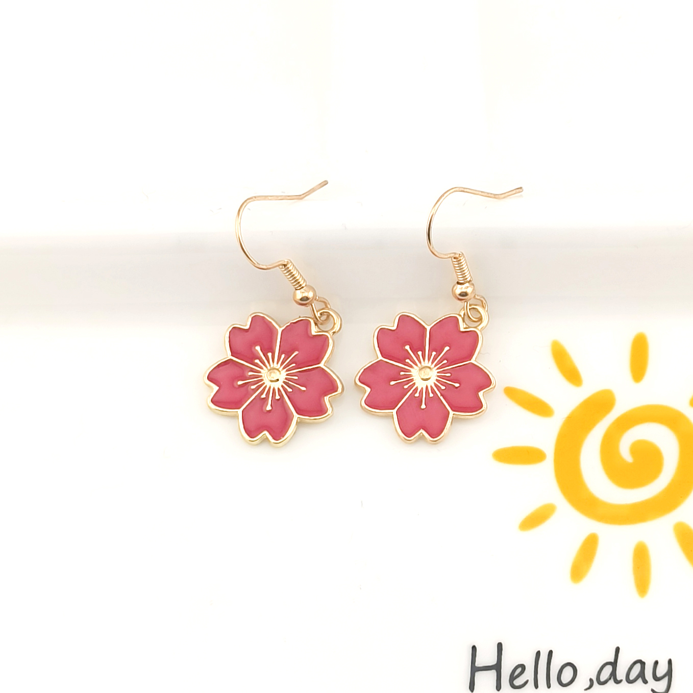 1 Pair Cute Sweet Simple Style Flower Alloy Drop Earrings display picture 3