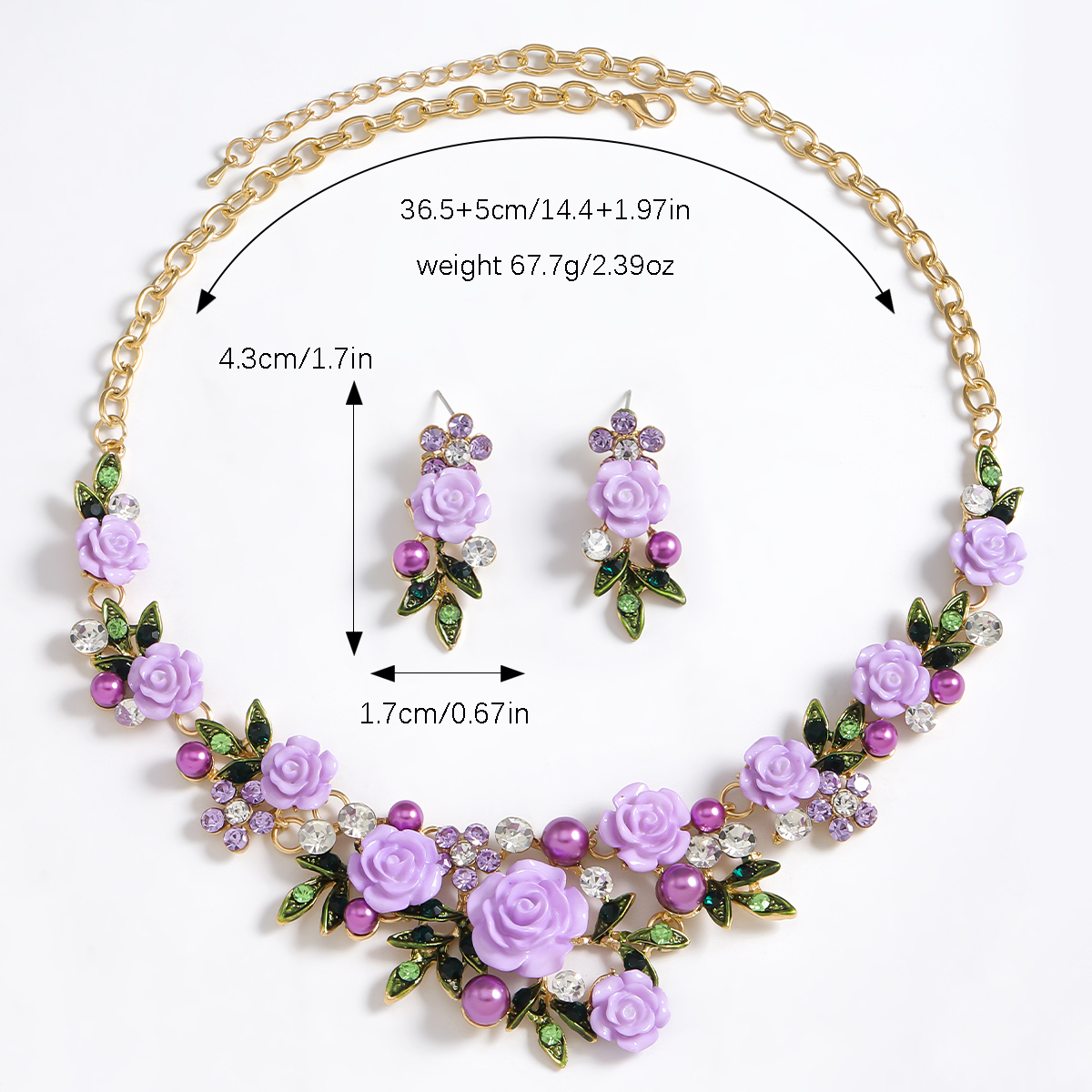 IG Style Sweet Flower K Gold Plated Enamel Rhinestones Pearl Alloy Wholesale Jewelry Set display picture 9
