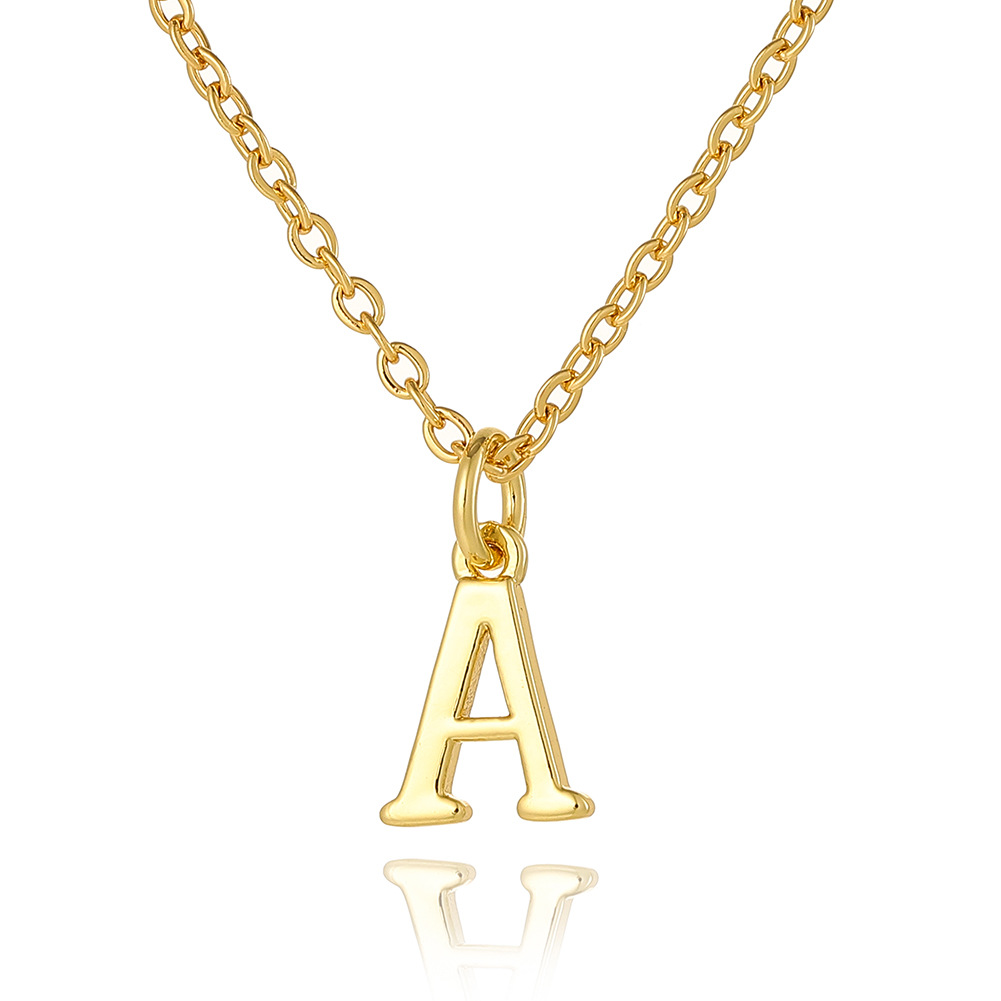 Wholesale Retro Simple Style Letter Copper Plating 18K Gold Plated Pendant Necklace display picture 8