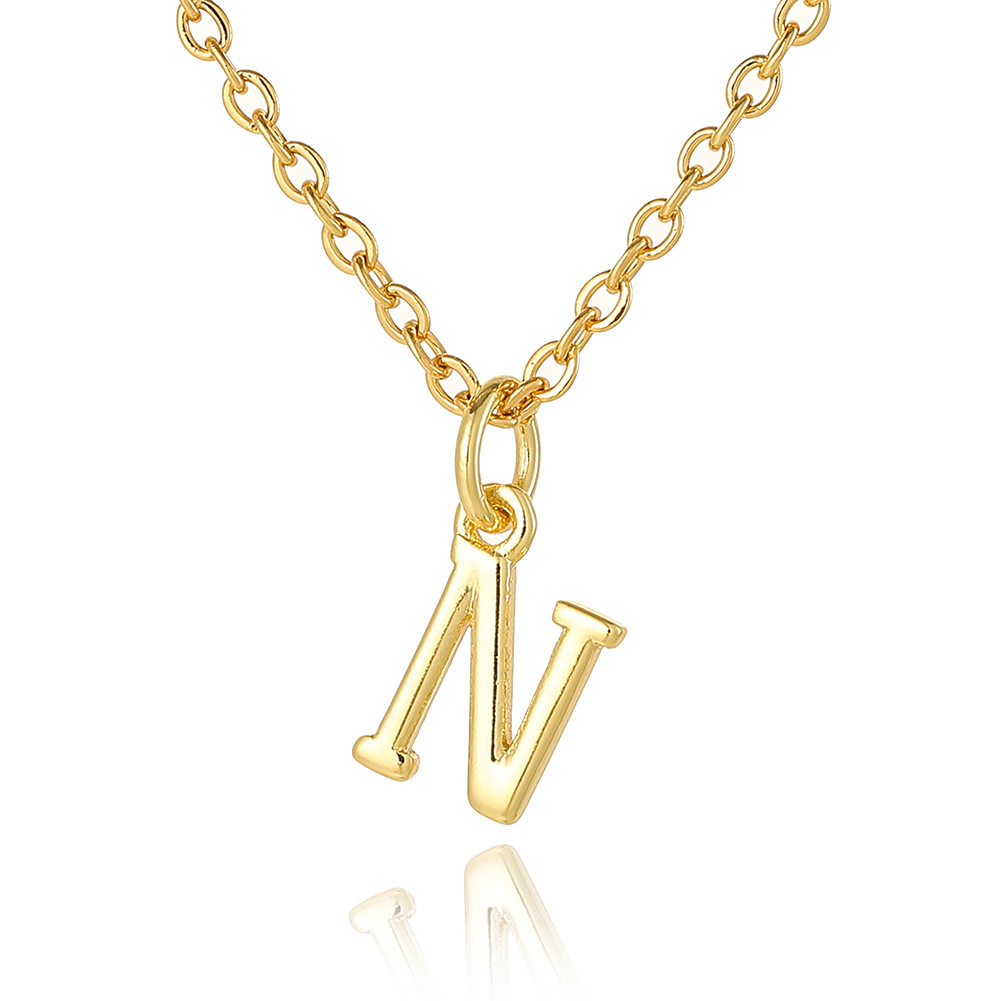 Wholesale Retro Simple Style Letter Copper Plating 18K Gold Plated Pendant Necklace display picture 21
