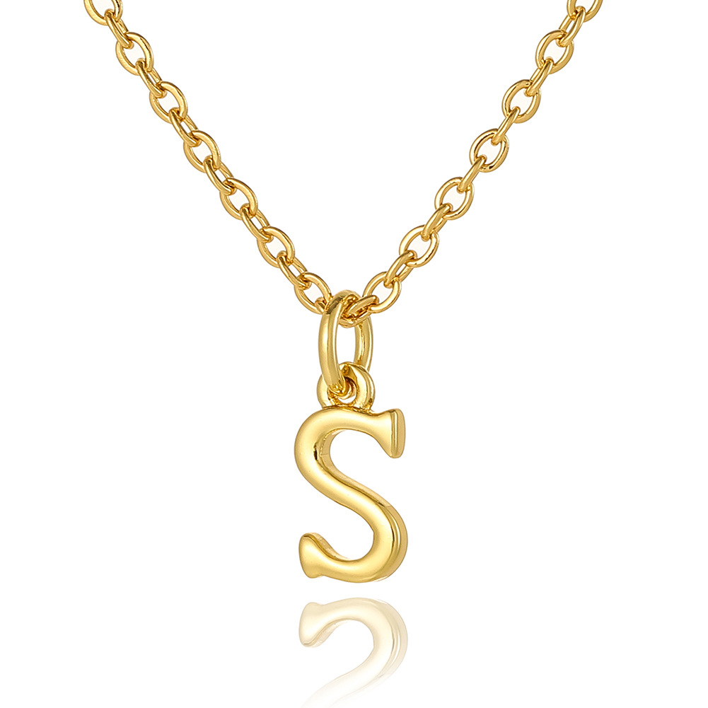 Wholesale Retro Simple Style Letter Copper Plating 18K Gold Plated Pendant Necklace display picture 26
