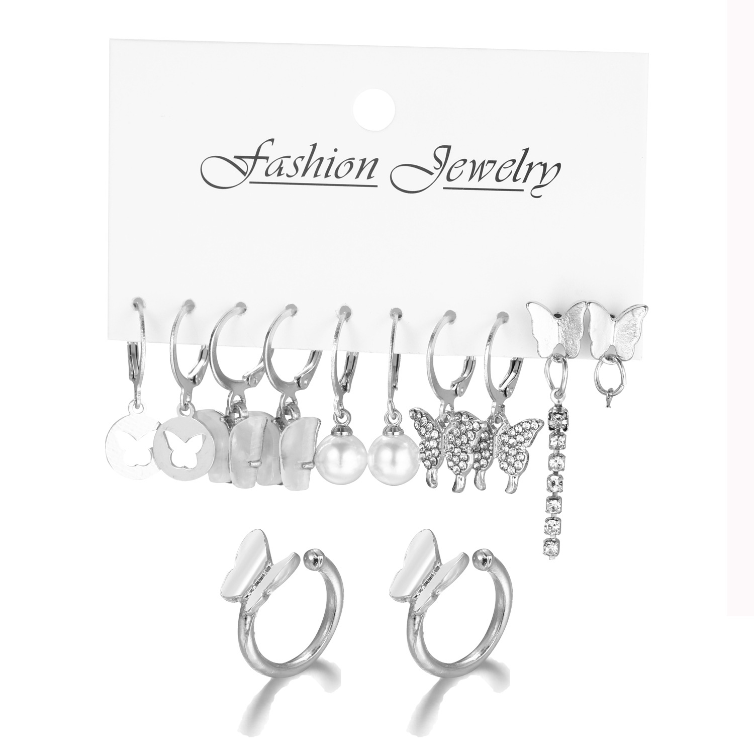 1 Set IG Style Simple Style Butterfly Inlay Alloy Rhinestones Pearl Drop Earrings Earrings display picture 4