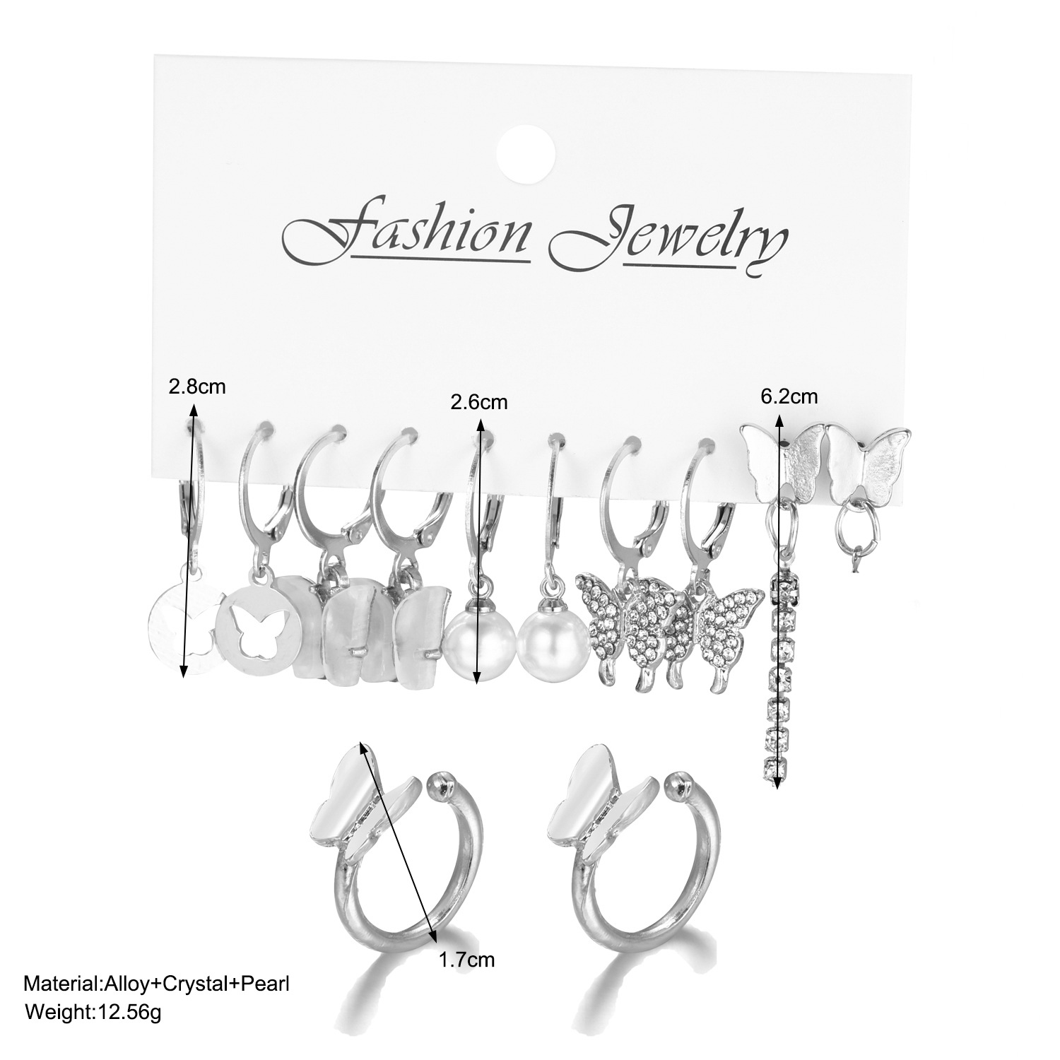 1 Set IG Style Simple Style Butterfly Inlay Alloy Rhinestones Pearl Drop Earrings Earrings display picture 6