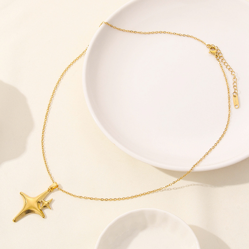 304 Stainless Steel IG Style Simple Style Plating Star Moon Pendant Necklace display picture 25