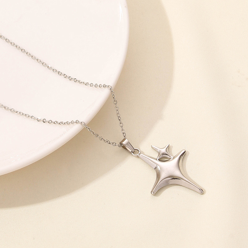 304 Stainless Steel IG Style Simple Style Plating Star Moon Pendant Necklace display picture 26