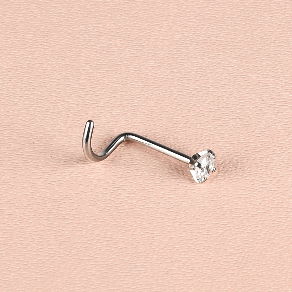 1 Piece Nose Rings & Studs Simple Style Classic Style Geometric 303 Stainless Steel Polishing Inlay Zircon Nose Rings & Studs display picture 5