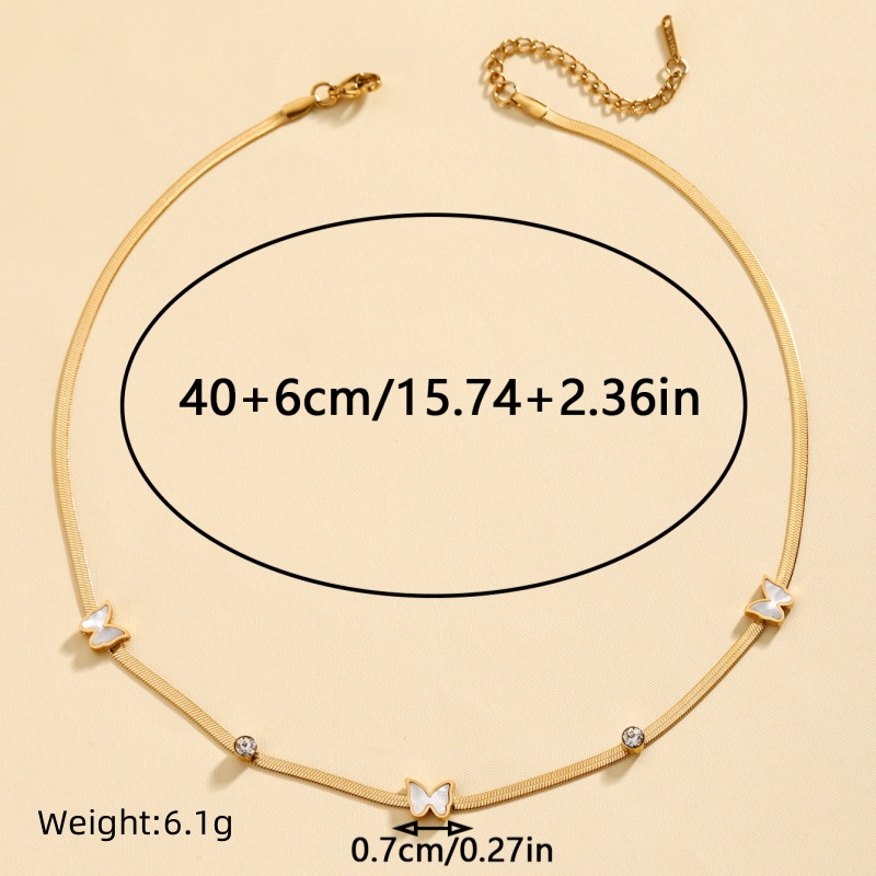 304 Stainless Steel 18K Gold Plated French Style Simple Style Hollow Out Inlay Butterfly Shell Zircon Necklace display picture 5