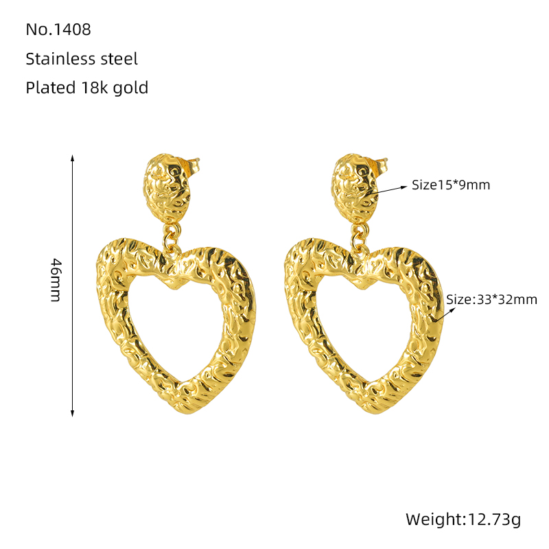 1 Pair Elegant Lady Modern Style Heart Shape Solid Color 304 Stainless Steel Titanium Steel Titanium Steel 18K Gold Plated Drop Earrings display picture 7
