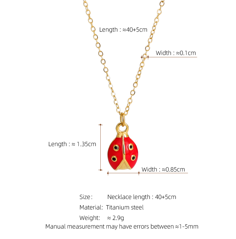 Titanium Steel 18K Gold Plated Basic Classic Style Commute Enamel Beetles Pendant Necklace display picture 1