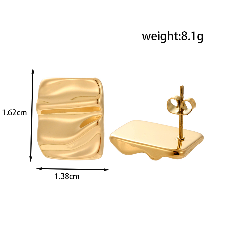 1 Paire Style Simple Style Classique Rond Rectangle Placage Acier Inoxydable 304 Plaqué Or 14K display picture 2