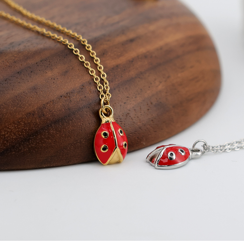Titanium Steel 18K Gold Plated Basic Classic Style Commute Enamel Beetles Pendant Necklace display picture 8