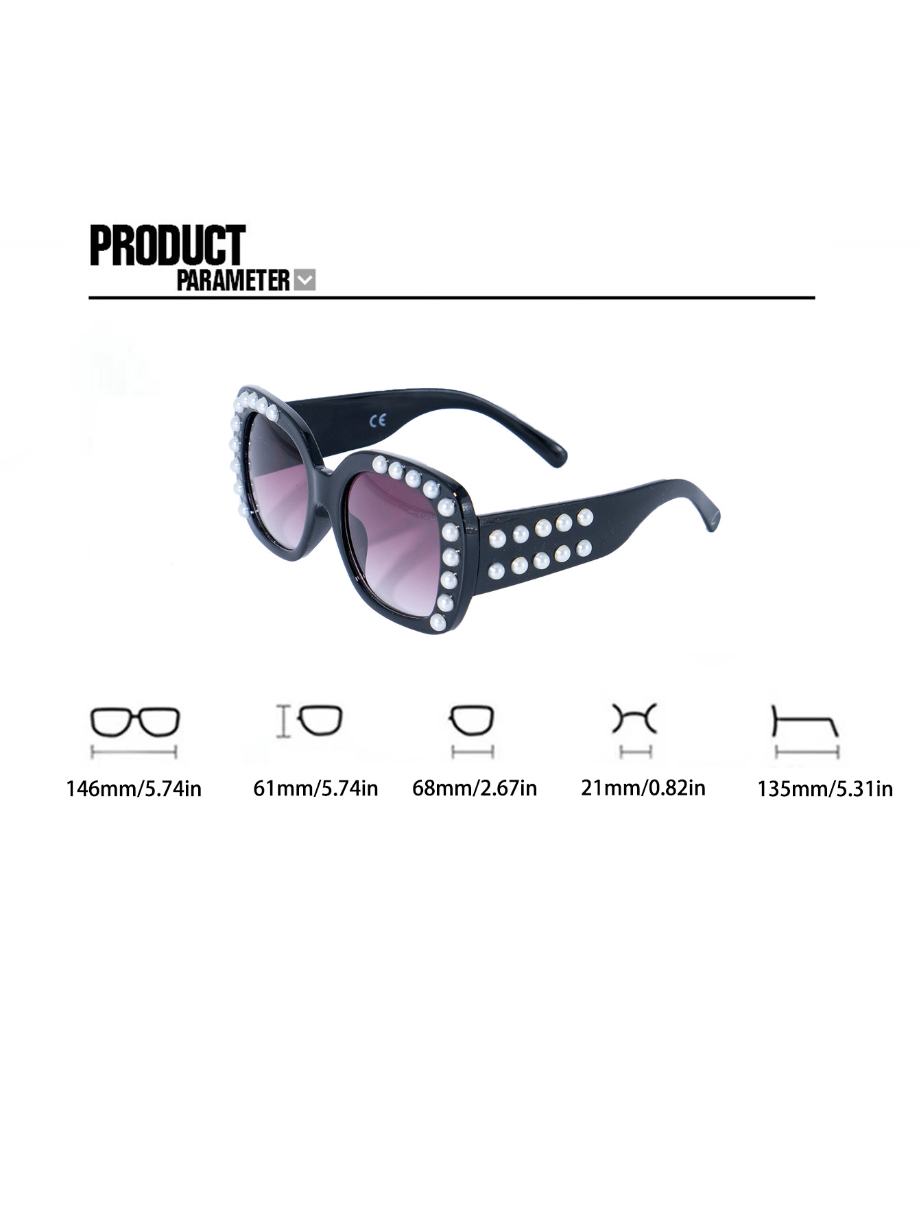 Hawaiian Modern Style Classic Style Square Pc Square Inlaid Pearls Full Frame Women's Sunglasses display picture 6