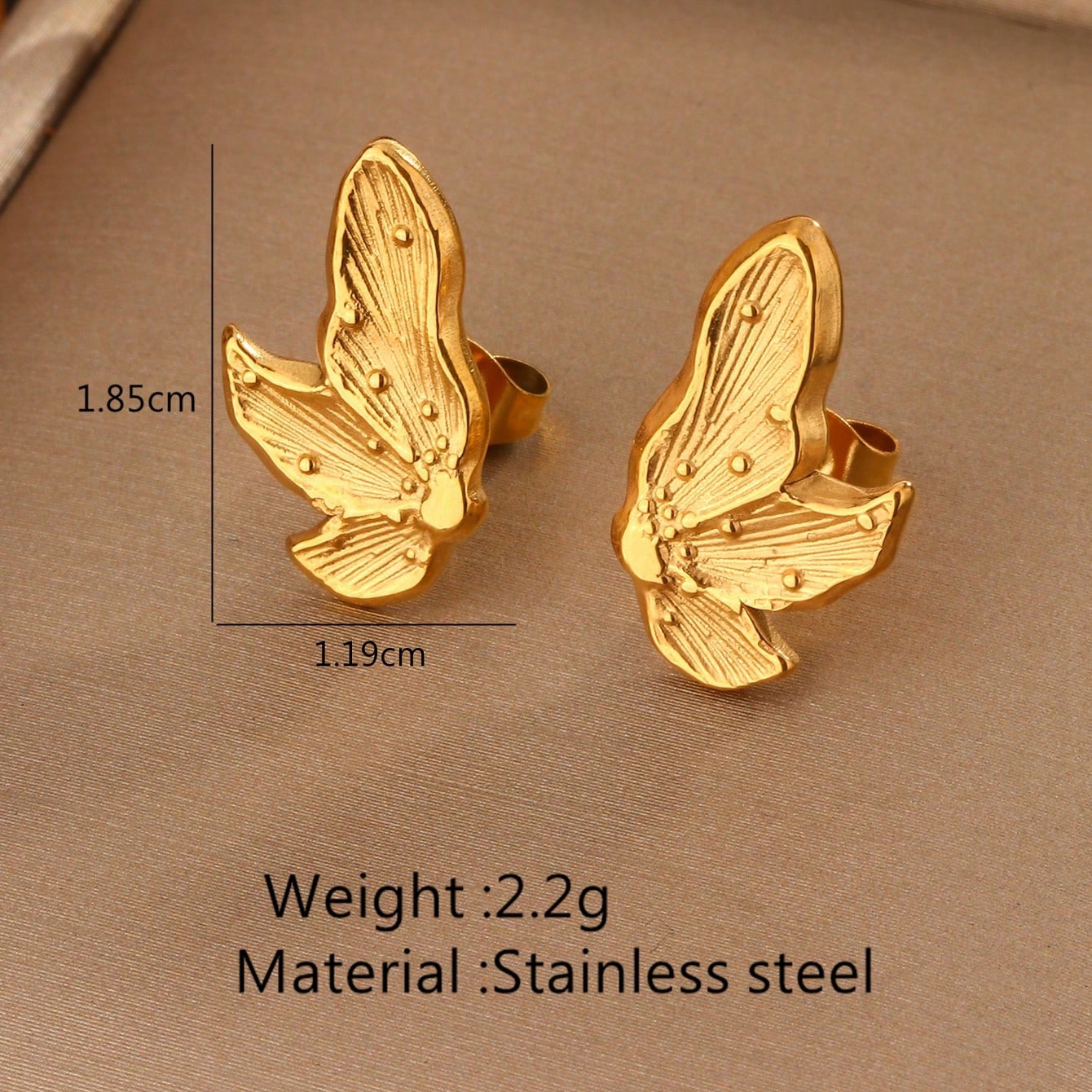 1 Par Lindo Flor Pulido Acero Inoxidable 304 Chapados en oro de 18k Pendientes display picture 5