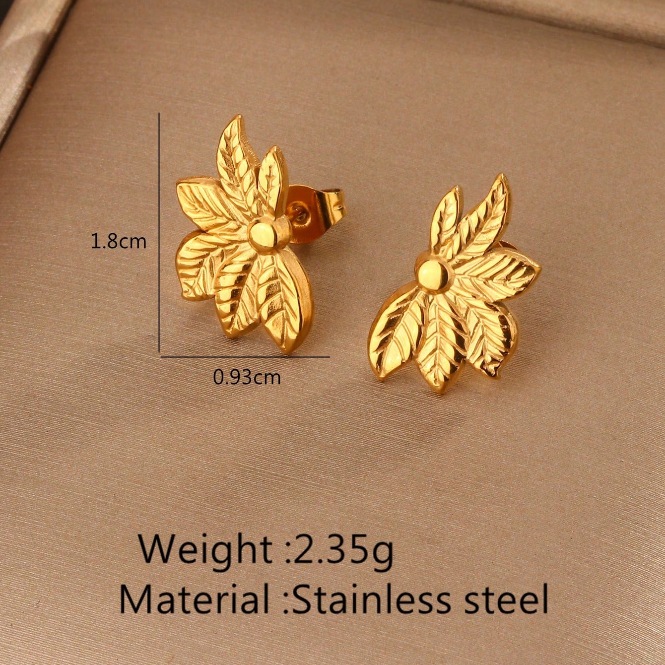 1 Par Lindo Flor Pulido Acero Inoxidable 304 Chapados en oro de 18k Pendientes display picture 4