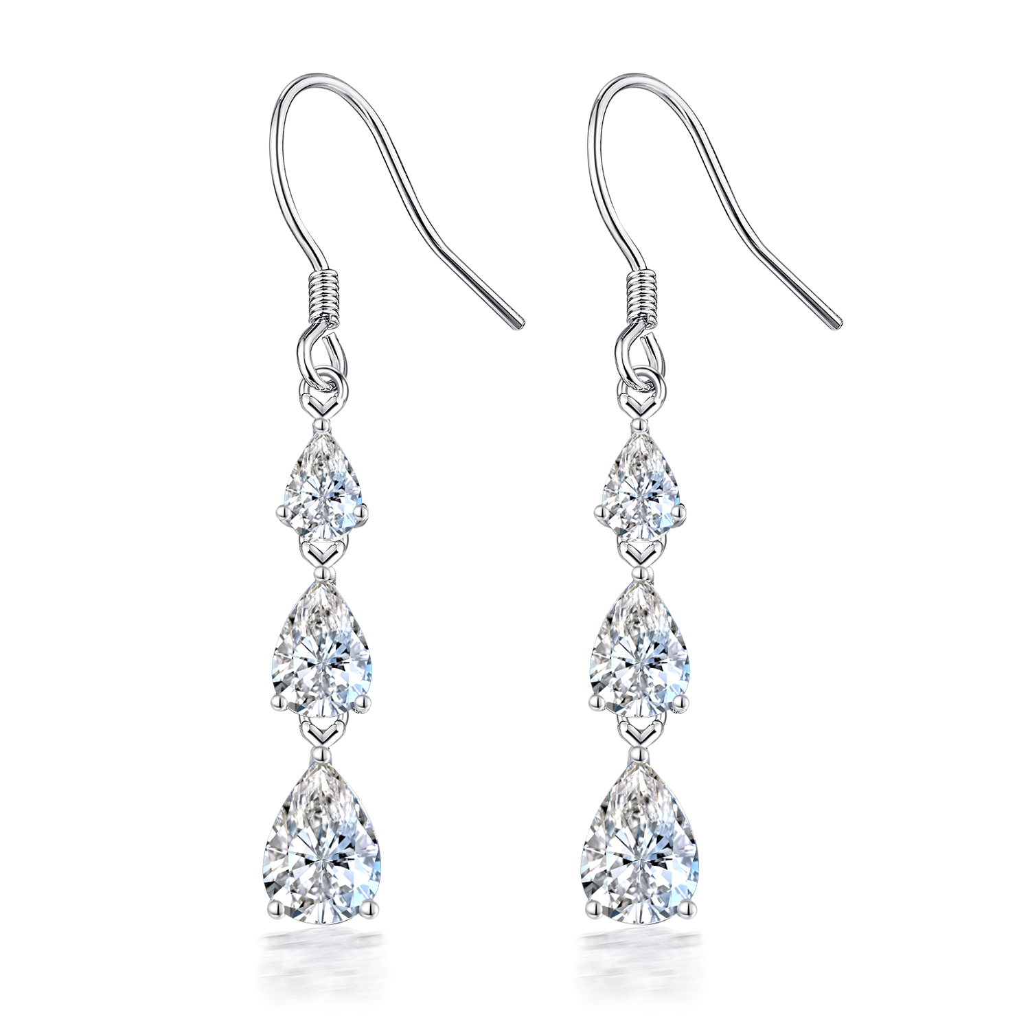 1 Pair Elegant Lady Modern Style Water Droplets Inlay Sterling Silver Zircon Drop Earrings display picture 4