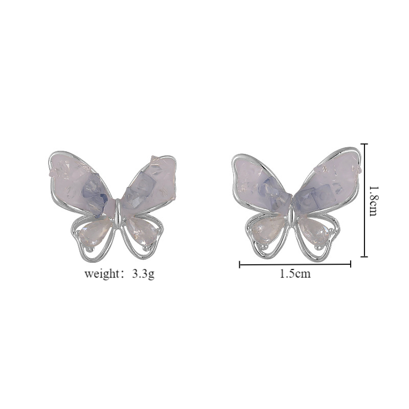1 Paire Style Simple Style Classique Papillon Incruster Alliage Diamant Dans Les Débris Boucles D'Oreilles display picture 1
