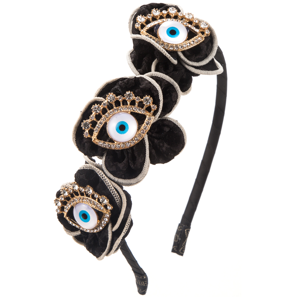 Women's Casual Vacation Classic Style Eye Flower Alloy Cloth Inlay Rhinestones Hair Band display picture 5