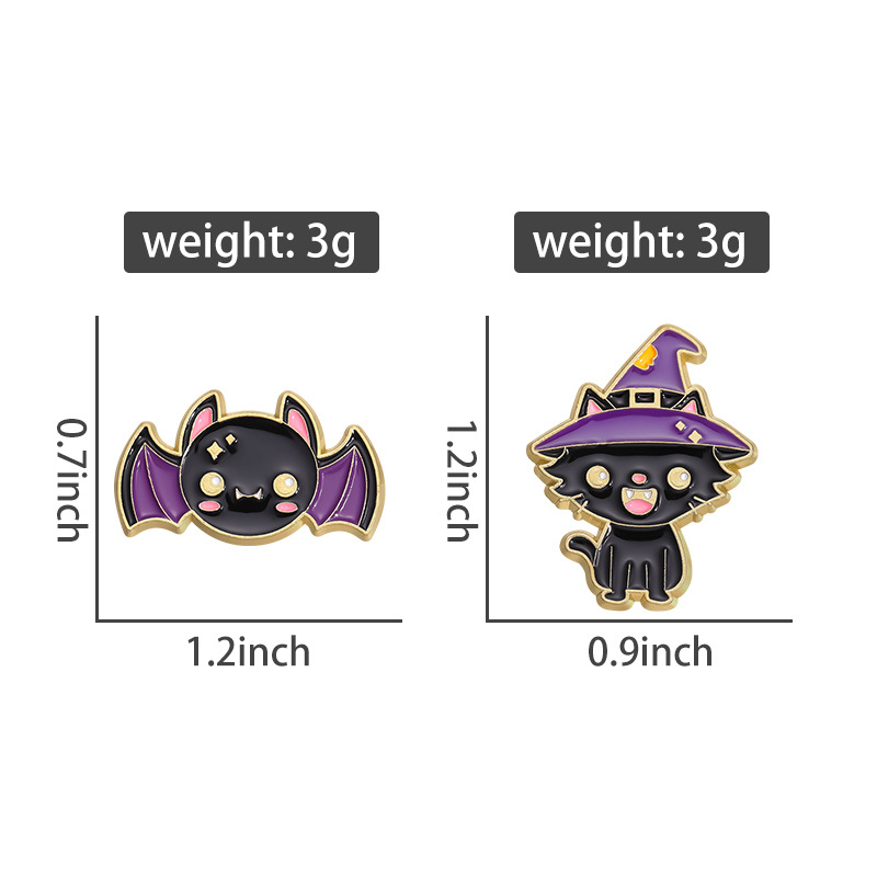 Cartoon Style Cute Cowboy Style Animal Bat Skull Alloy Stamping Stoving Varnish Women's Brooches display picture 1
