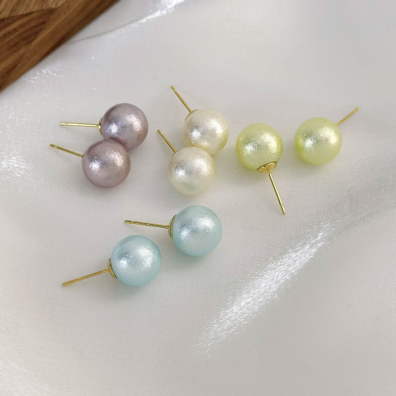 1 Pair Vacation Sweet Round Inlay Resin Pearl Ear Studs display picture 4
