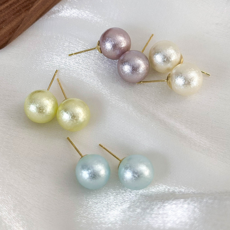 1 Pair Vacation Sweet Round Inlay Resin Pearl Ear Studs display picture 5