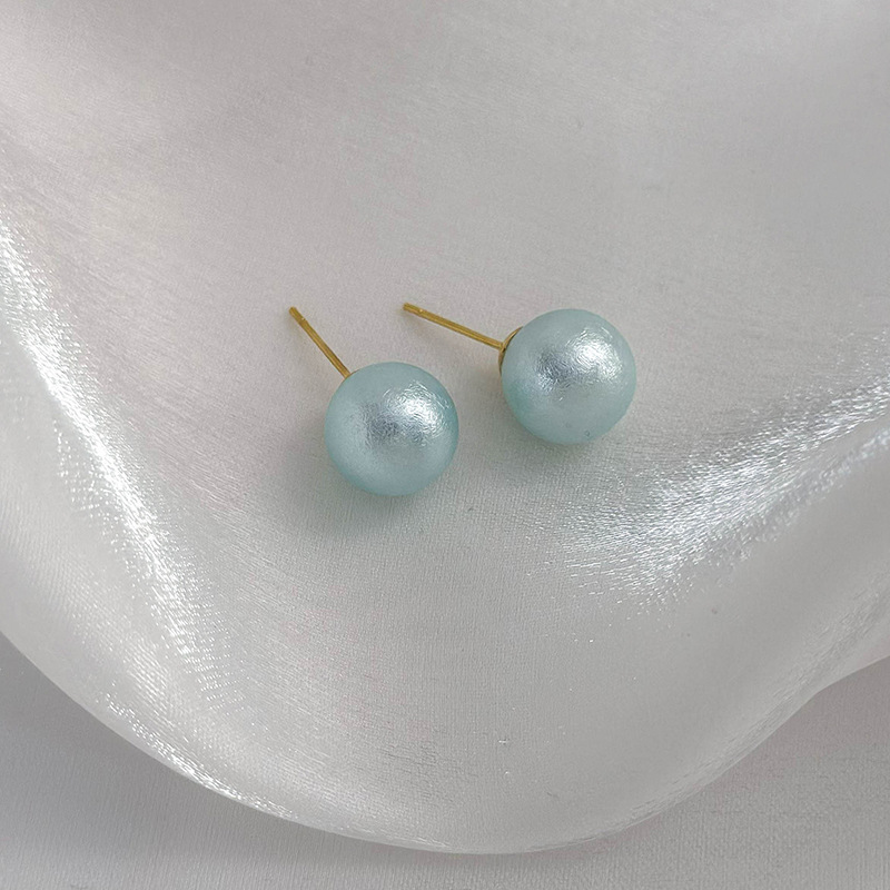 1 Pair Vacation Sweet Round Inlay Resin Pearl Ear Studs display picture 7