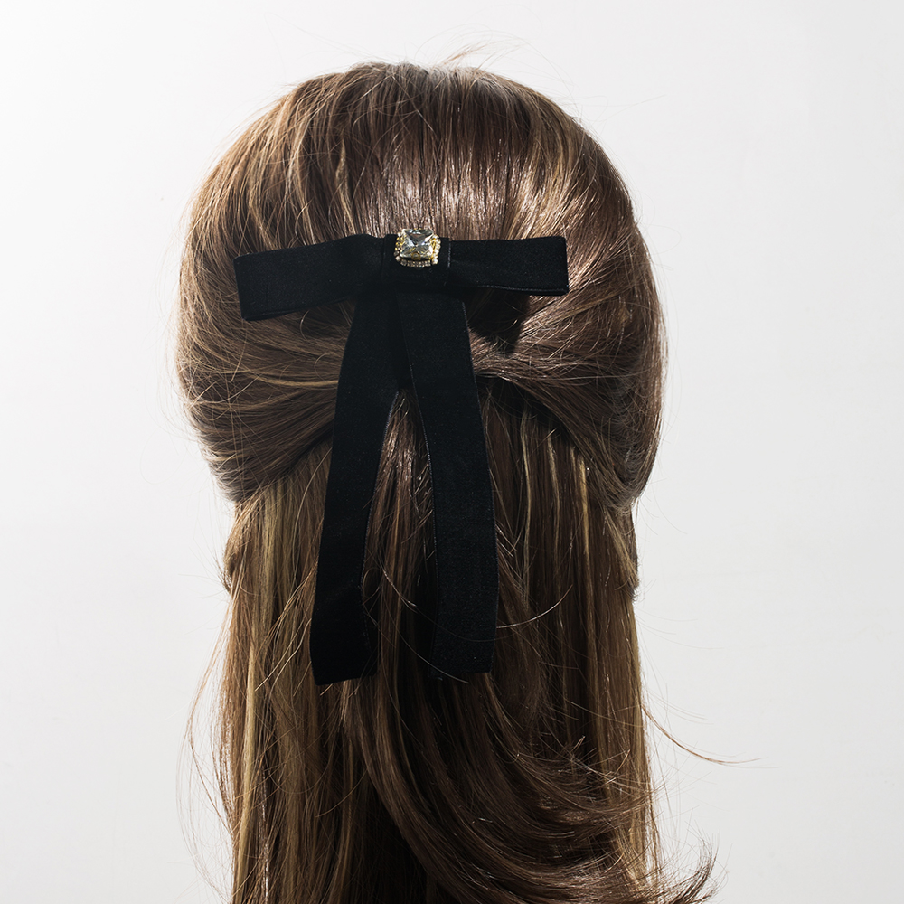 Women's Casual Vacation Classic Style Bow Knot Cloth Plating Inlay Rhinestones Hair Clip display picture 5